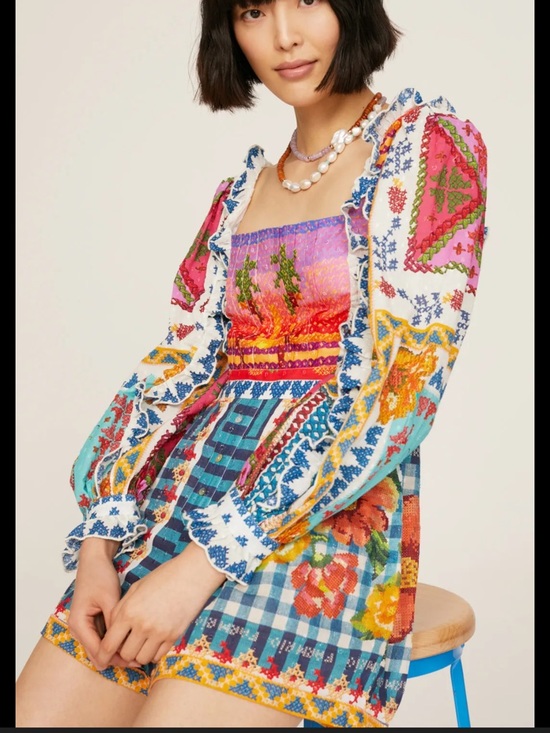 FARM Rio Pants - Farm Rio, some vibe floral color block romper